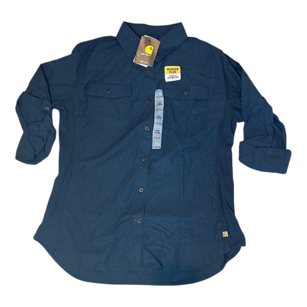 Carhartt 103600-973 Women's Twilight Blue Rugged Flex Bozeman Shirt L (12/14)